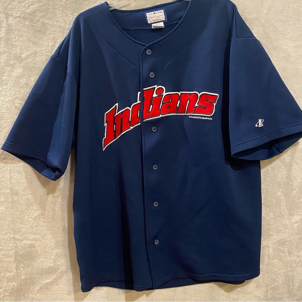 Vintage Omar Vizquel Men’s Large Blue Cleveland Indians #13 Button Down Spellout